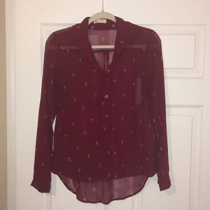 Red Button down with cross pattern